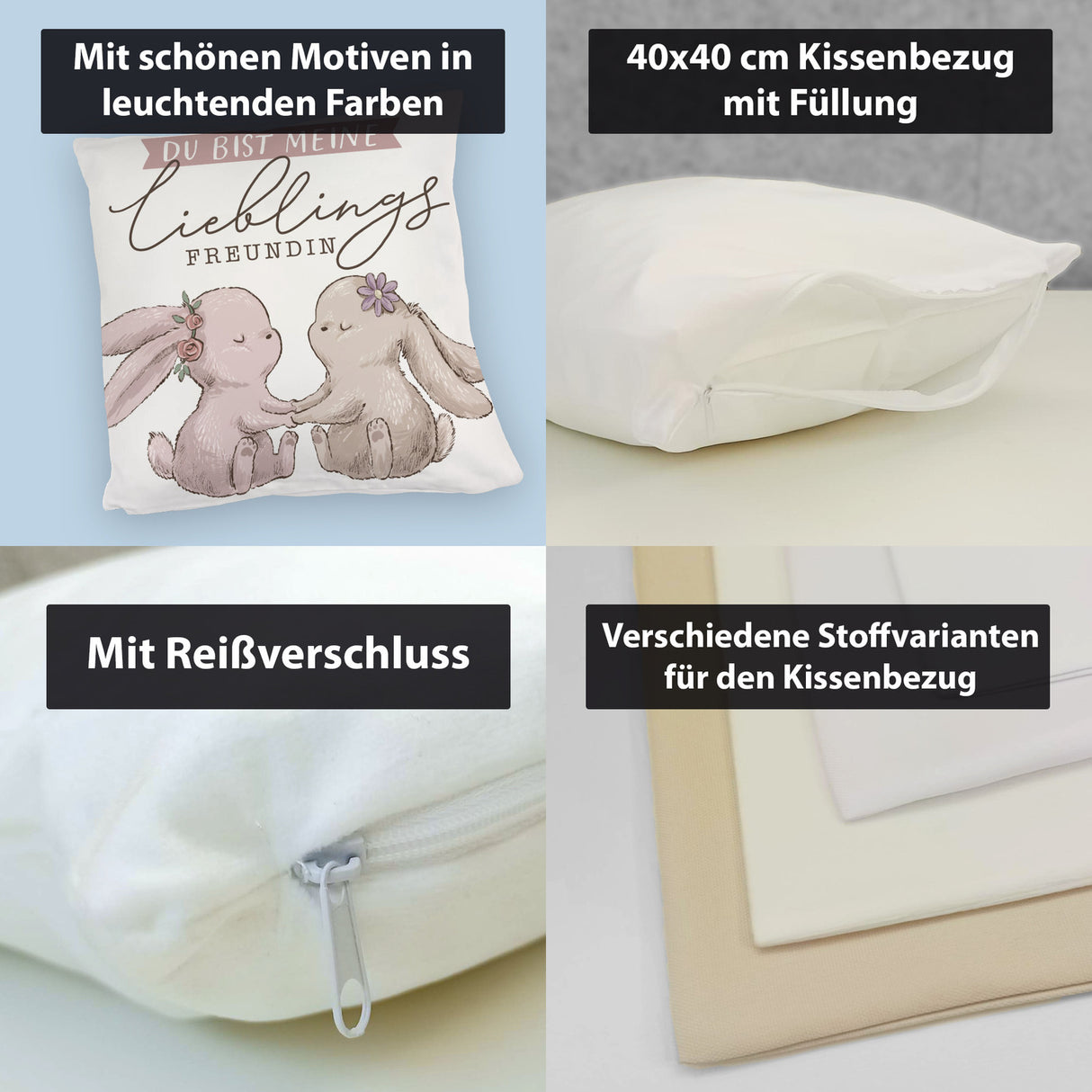 Hasen Kissen mit Spruch Du bist meine Lieblingsfreundin