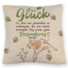 Kuh und Gans Kissen mit Spruch Glück ist besondere Zeit teilen