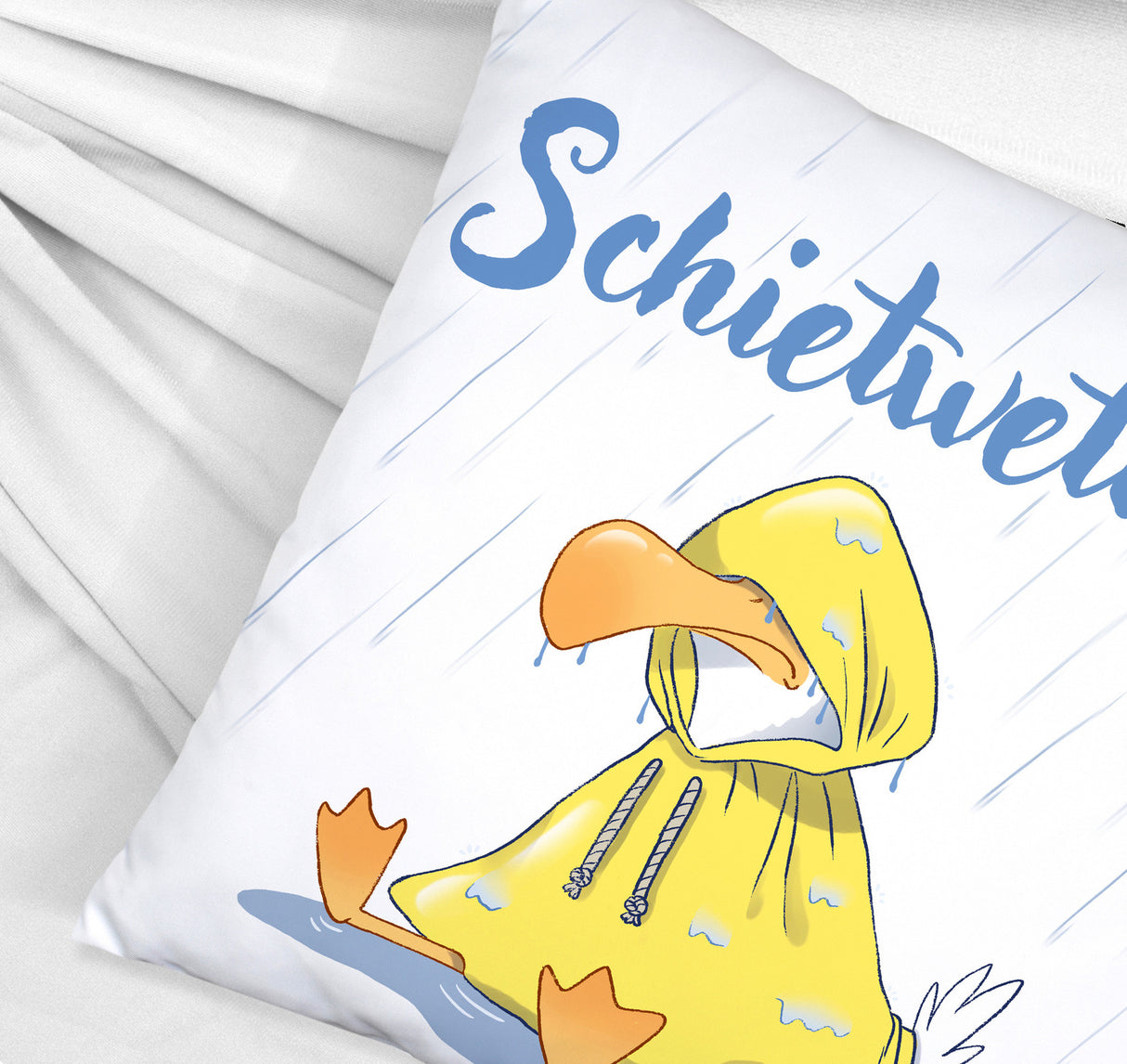 Möwe Kissen mit Spruch Schietwetter