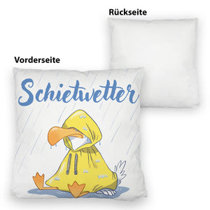 Möwe Kissen mit Spruch Schietwetter