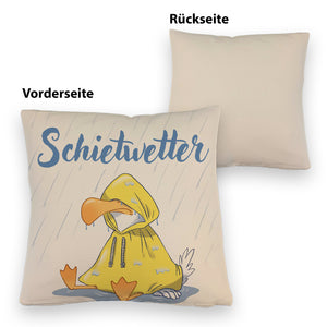 Möwe Kissen mit Spruch Schietwetter