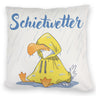 Möwe Kissen mit Spruch Schietwetter