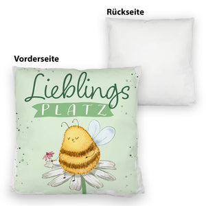Pummel Biene Kissen mit Spruch Lieblingsplatz