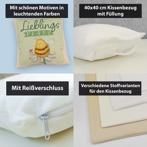 Pummel Biene Kissen mit Spruch Lieblingsplatz