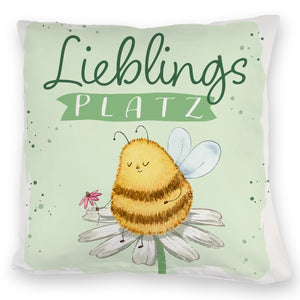 Pummel Biene Kissen mit Spruch Lieblingsplatz