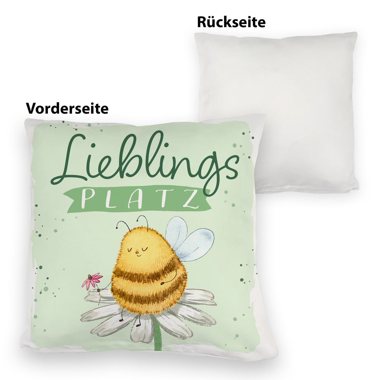 Pummel Biene Kissen mit Spruch Lieblingsplatz