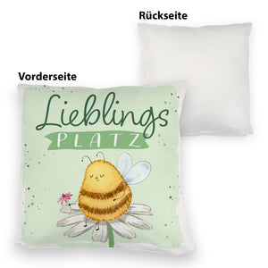Pummel Biene Kissen mit Spruch Lieblingsplatz