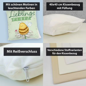 Pummel Biene Kissen mit Spruch Lieblingsplatz