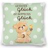 Bär Kissen mit Spruch Geteiltes Glück ist doppeltes Glück