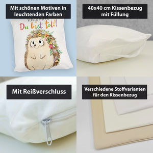 Igel Kissen mit Spruch Vergiss nicht Du bist toll
