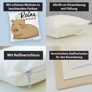 Capybara Kissen mit Spruch Relax Kissen