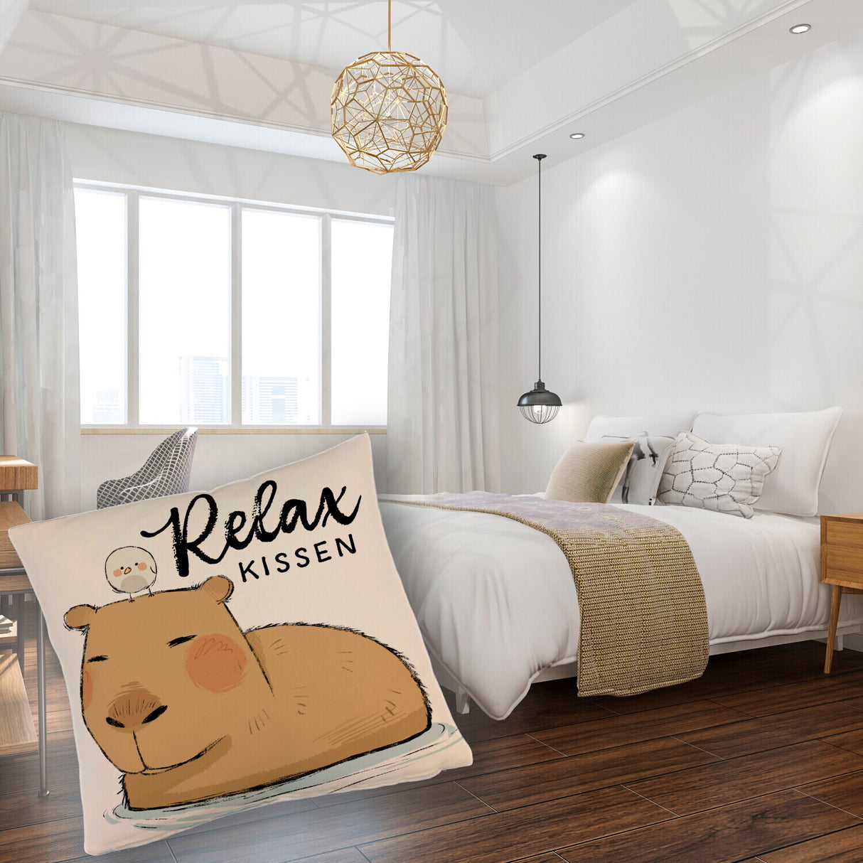 Capybara Kissen mit Spruch Relax Kissen