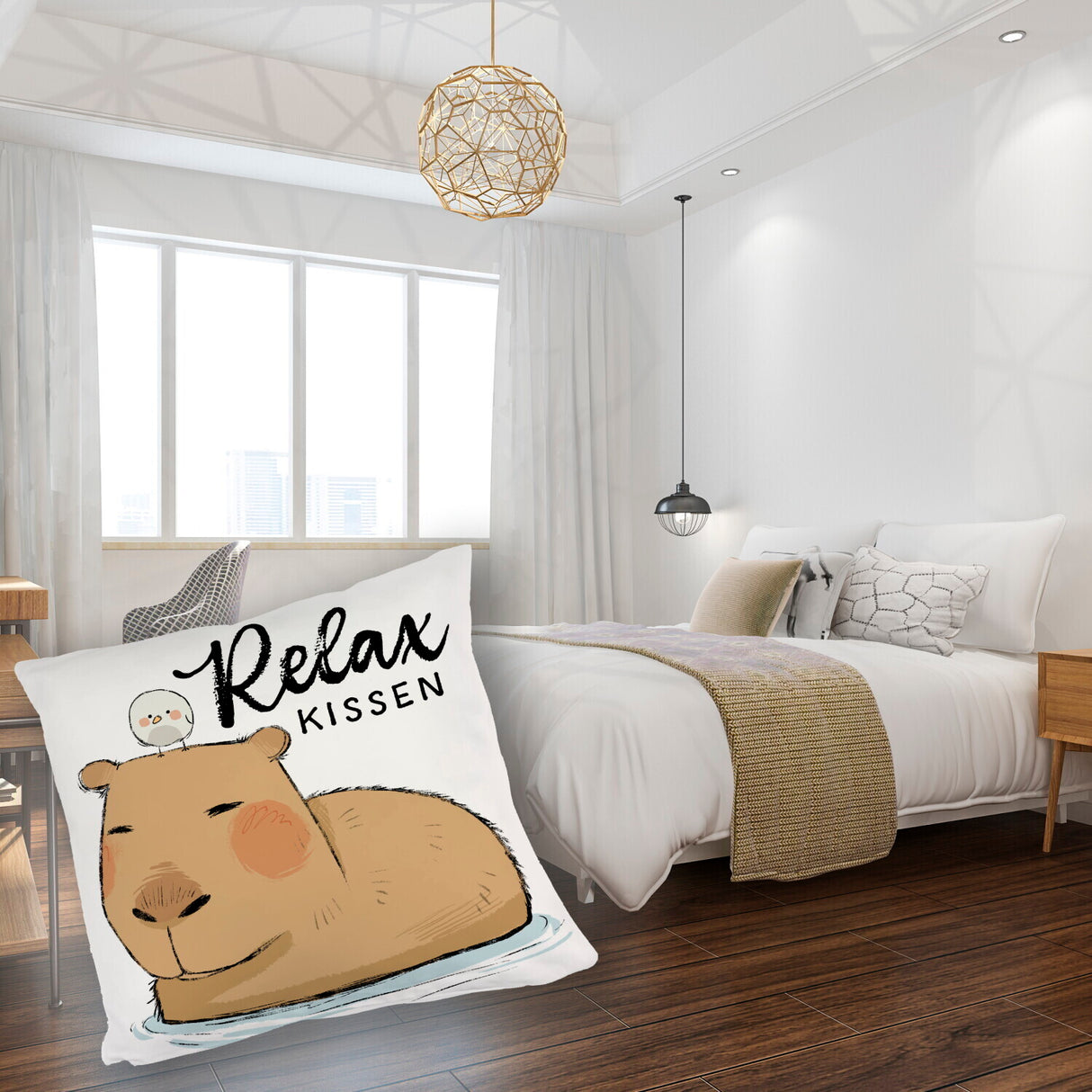 Capybara Kissen mit Spruch Relax Kissen