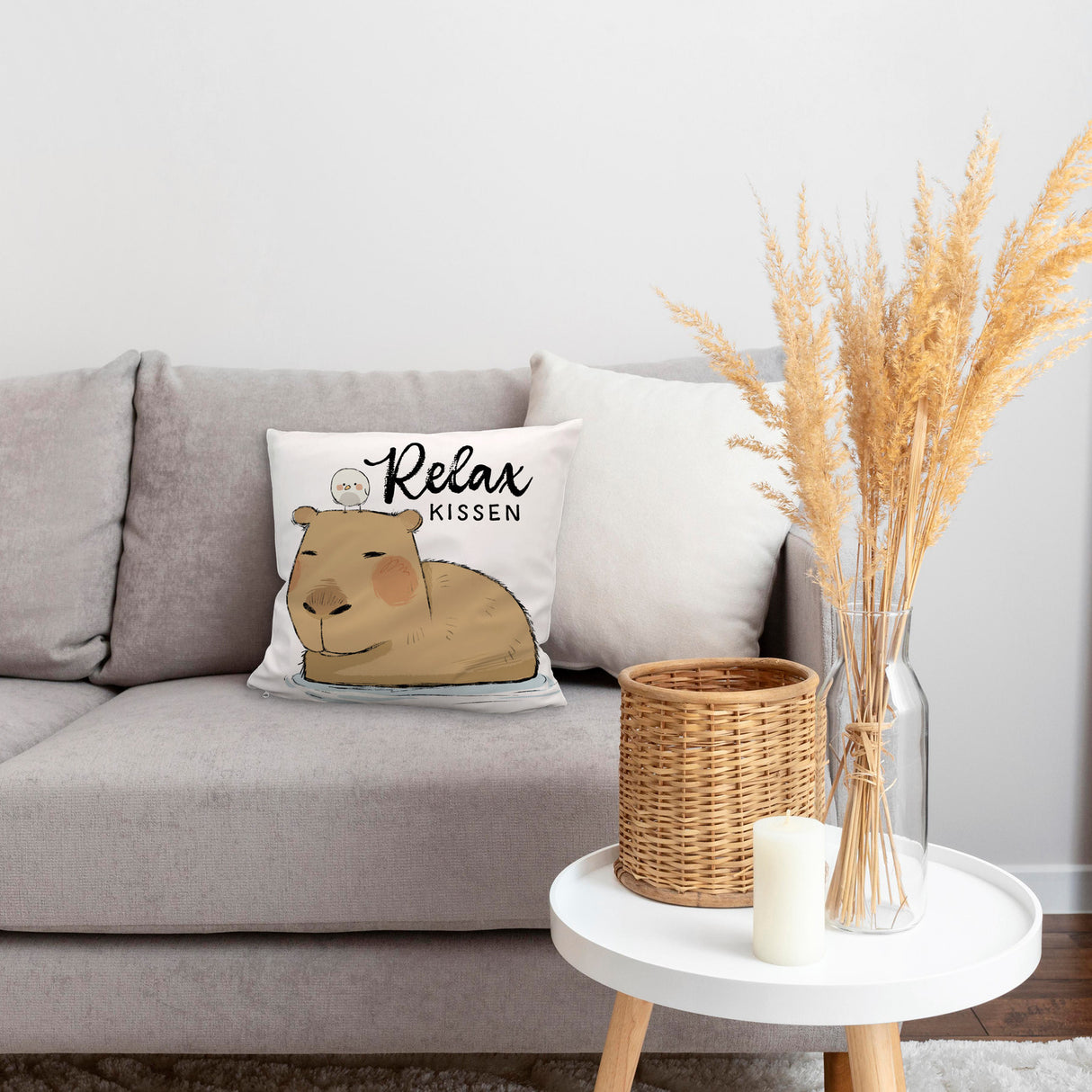 Capybara Kissen mit Spruch Relax Kissen