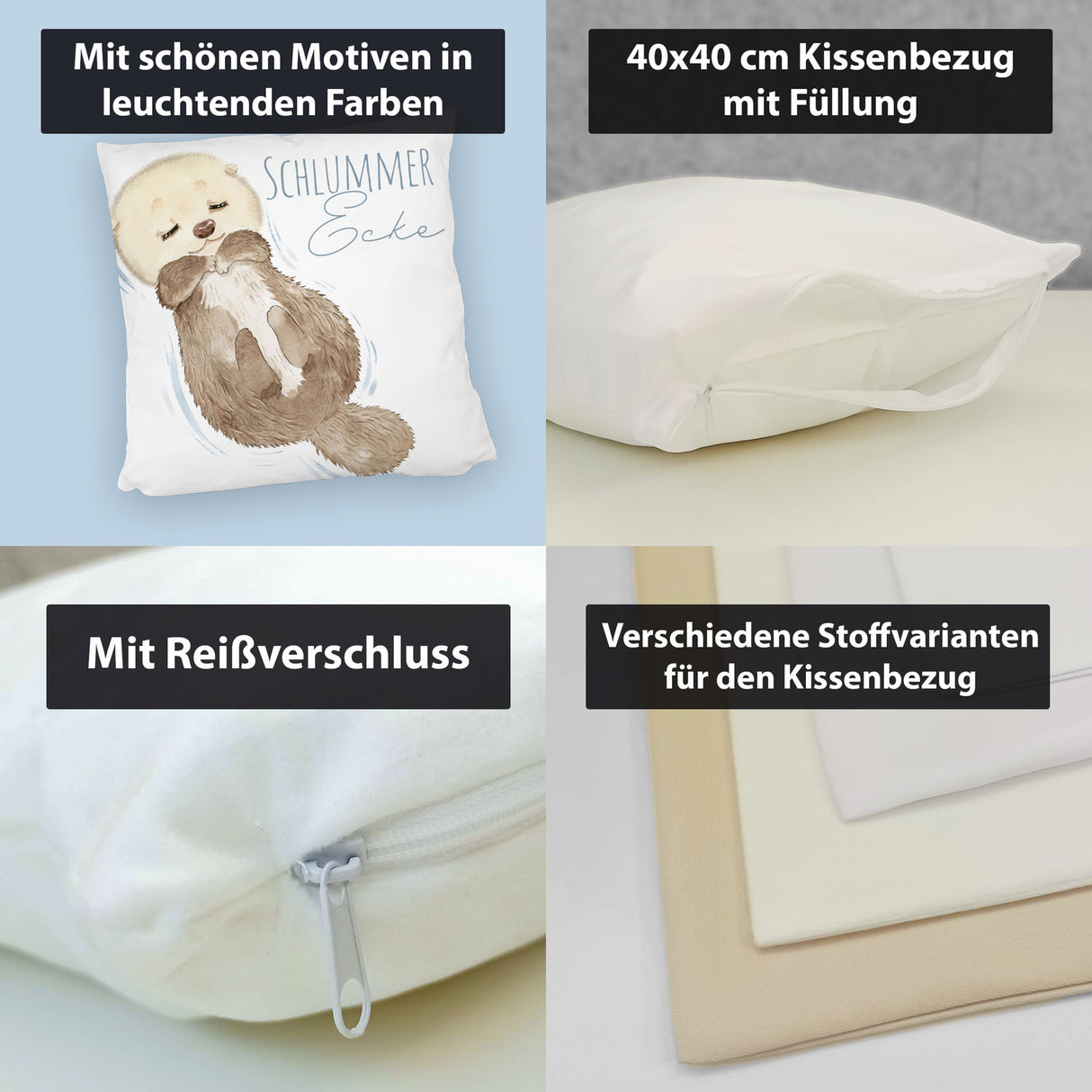 Otter Kissen mit Spruch Schlummerecke