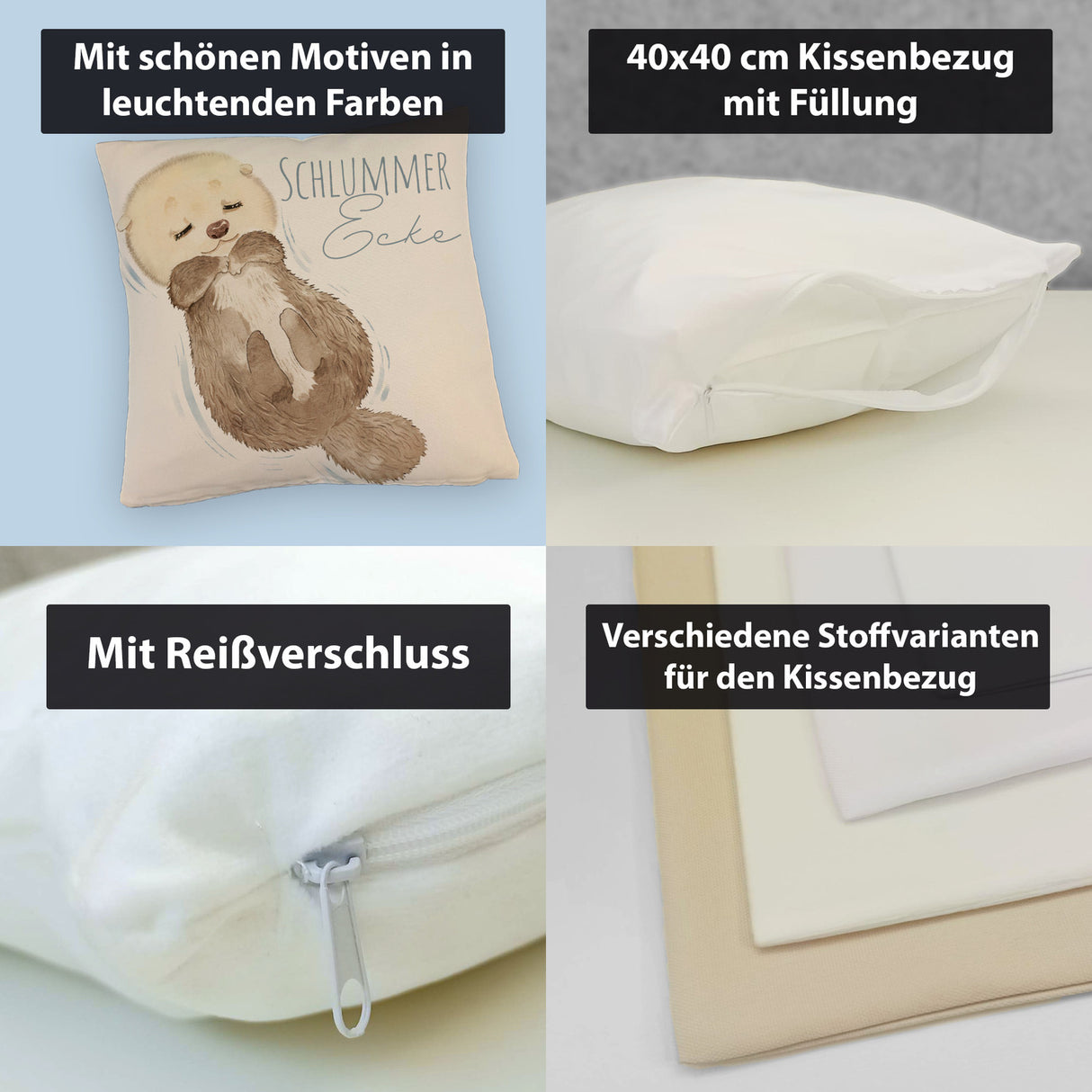 Otter Kissen mit Spruch Schlummerecke
