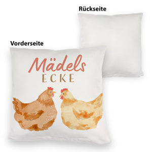 Hühner Kissen mit Spruch Mädelsecke