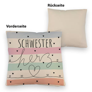 Herzen Kissen mit Spruch Schwesterherz