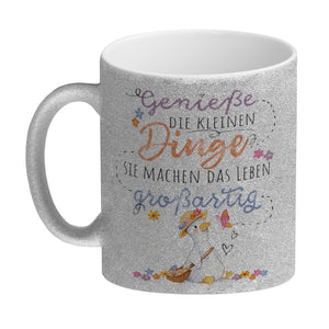 Gans Kaffeebecher mit Spruch Kleine Dinge machen Leben großartig