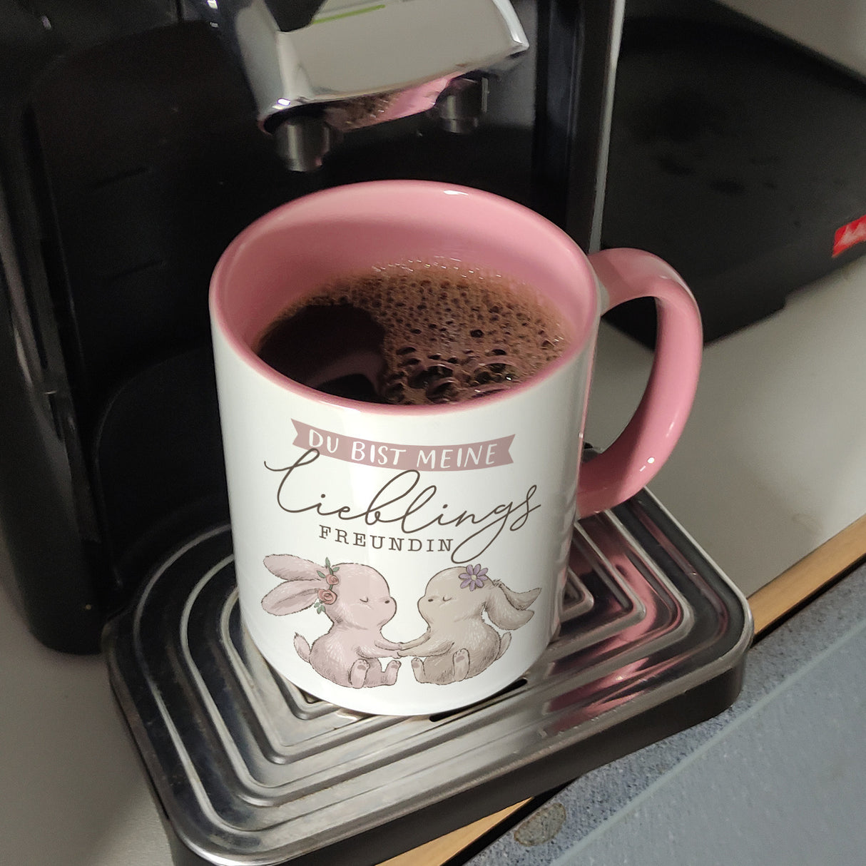 Hasen Kaffeebecher mit Spruch Du bist meine Lieblingsfreundin