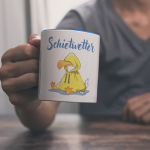Möwe Kaffeebecher mit Spruch Schietwetter