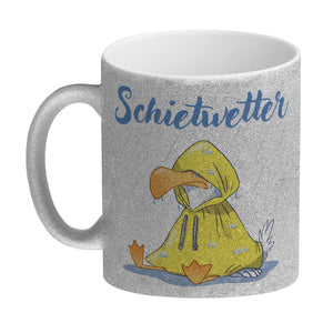 Möwe Kaffeebecher mit Spruch Schietwetter