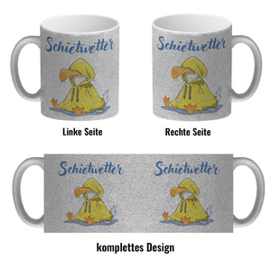 Möwe Kaffeebecher mit Spruch Schietwetter