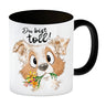 Hund Kaffeebecher mit Spruch Du bist toll