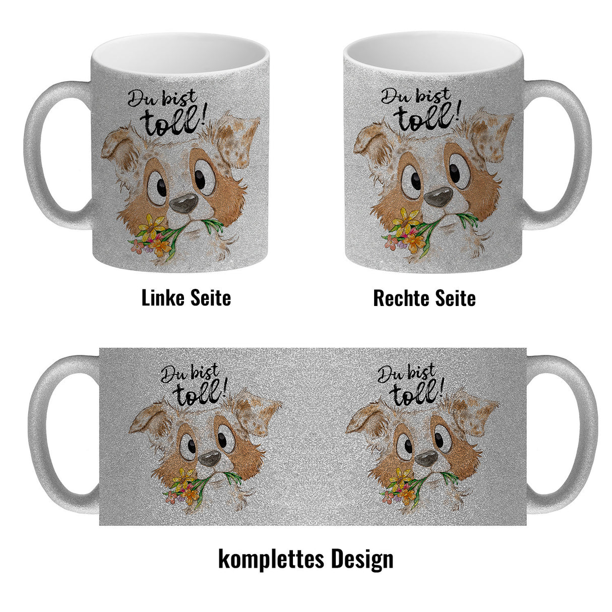 Hund Kaffeebecher mit Spruch Du bist toll
