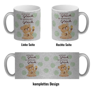 Bär Kaffeebecher mit Spruch Geteiltes Glück ist doppeltes Glück