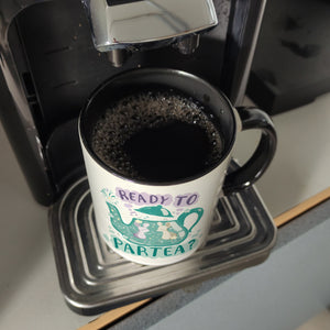 Mäuse in Teekanne Kaffeebecher mit Spruch Ready to Partea
