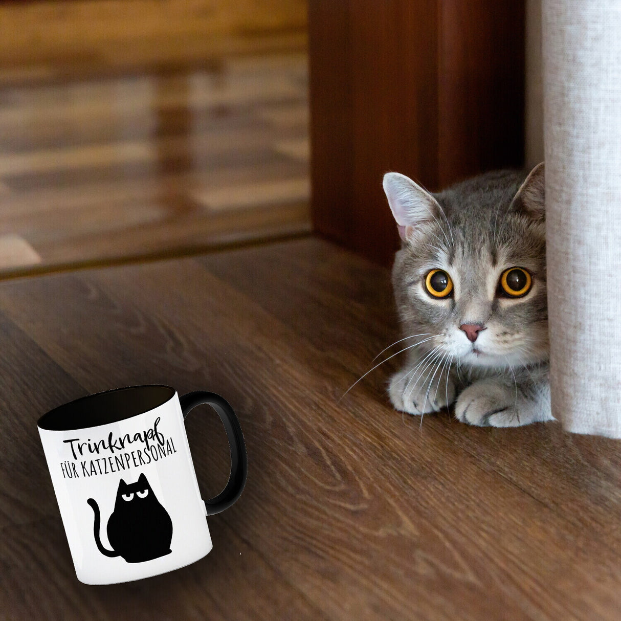 Katze Kaffeebecher mit Spruch Trinknapf für Katzenbesitzer