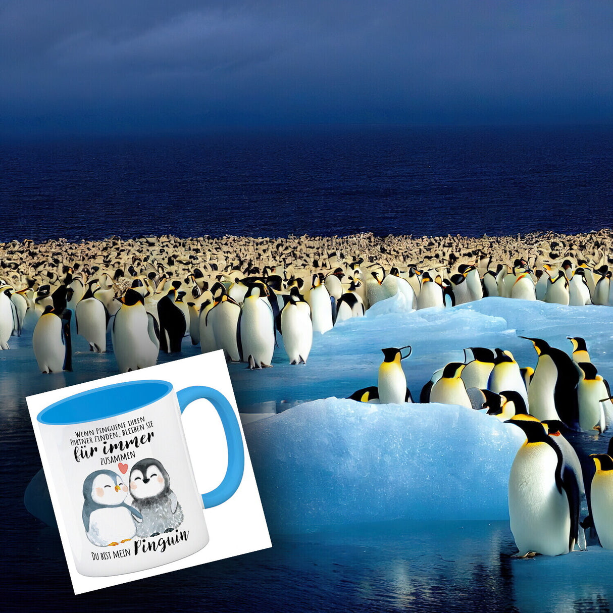 Pinguin Kaffeebecher mit Spruch Du bist mein ewiger Pinguin