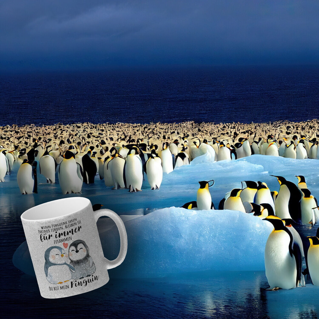 Pinguin Kaffeebecher mit Spruch Du bist mein ewiger Pinguin