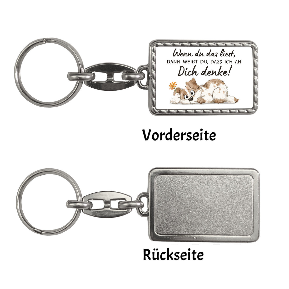 Hund Schlüsselanhänger mit Spruch Denke an dich
