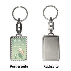 Otter und Frosch Schlüsselanhänger mit Spruch Glück ist Lebensweise kein Ziel