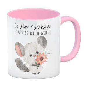 Chinchilla Kaffeebecher mit Spruch Wie schön dass es dich gibt
