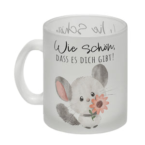 Chinchilla Kaffeebecher mit Spruch Wie schön dass es dich gibt