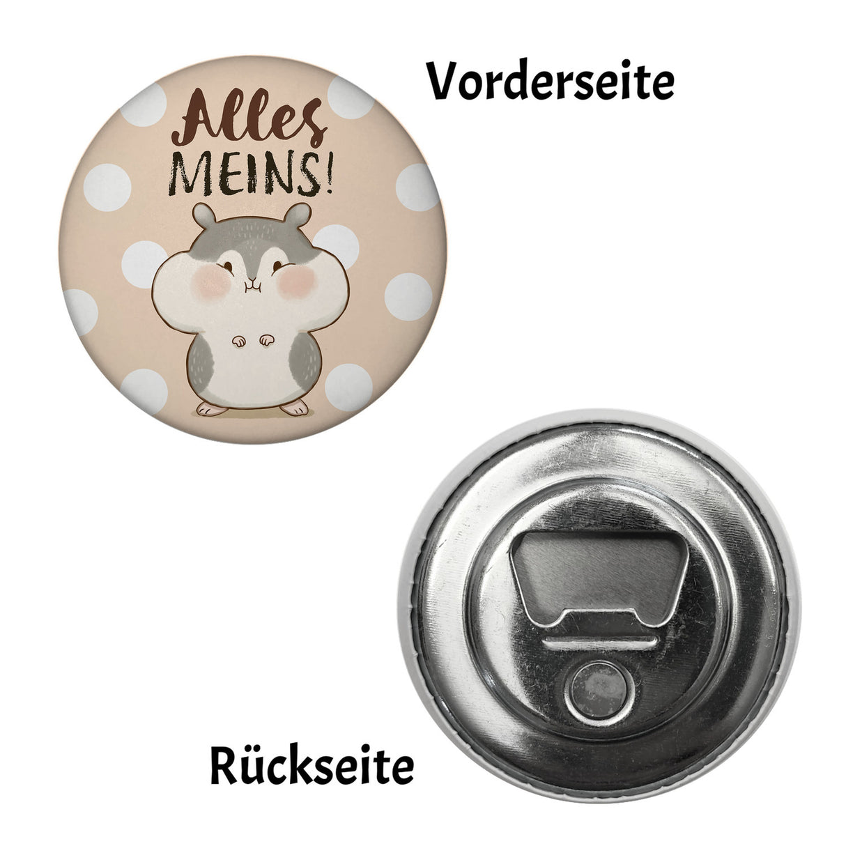 Hamster Magnet rund rund mit Spruch Alles meins