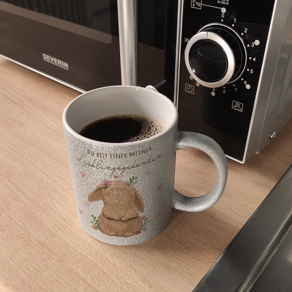 Hase Kaffeebecher mit Spruch Du bist einer meiner Lieblingsgedanken