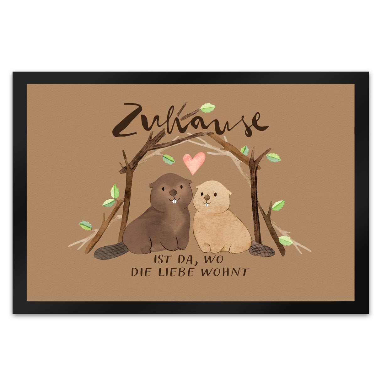 Biber Fußmatte in 35x50 cm mit Spruch Zuhause ist da wo die Liebe wohnt