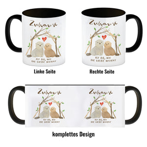 Biber Kaffeebecher mit Spruch Zuhause ist da wo die Liebe wohnt