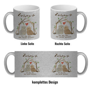 Biber Kaffeebecher mit Spruch Zuhause ist da wo die Liebe wohnt