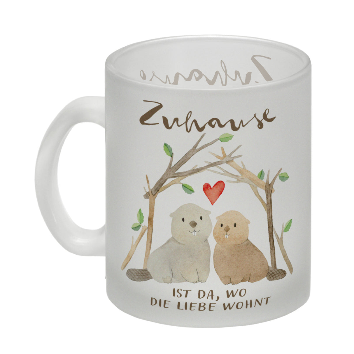 Biber Kaffeebecher mit Spruch Zuhause ist da wo die Liebe wohnt