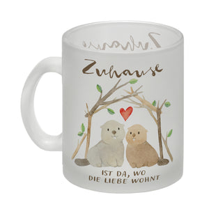Biber Kaffeebecher mit Spruch Zuhause ist da wo die Liebe wohnt