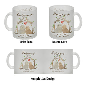 Biber Kaffeebecher mit Spruch Zuhause ist da wo die Liebe wohnt
