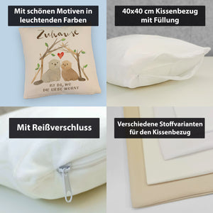 Biber Kissen mit Spruch Zuhause ist da wo die Liebe wohnt