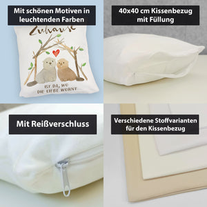 Biber Kissen mit Spruch Zuhause ist da wo die Liebe wohnt