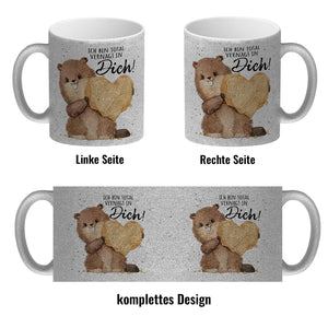 Biber Kaffeebecher mit Spruch Ich bin total vernagt in dich