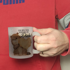 Biber Kaffeebecher mit Spruch Ich bin total vernagt in dich